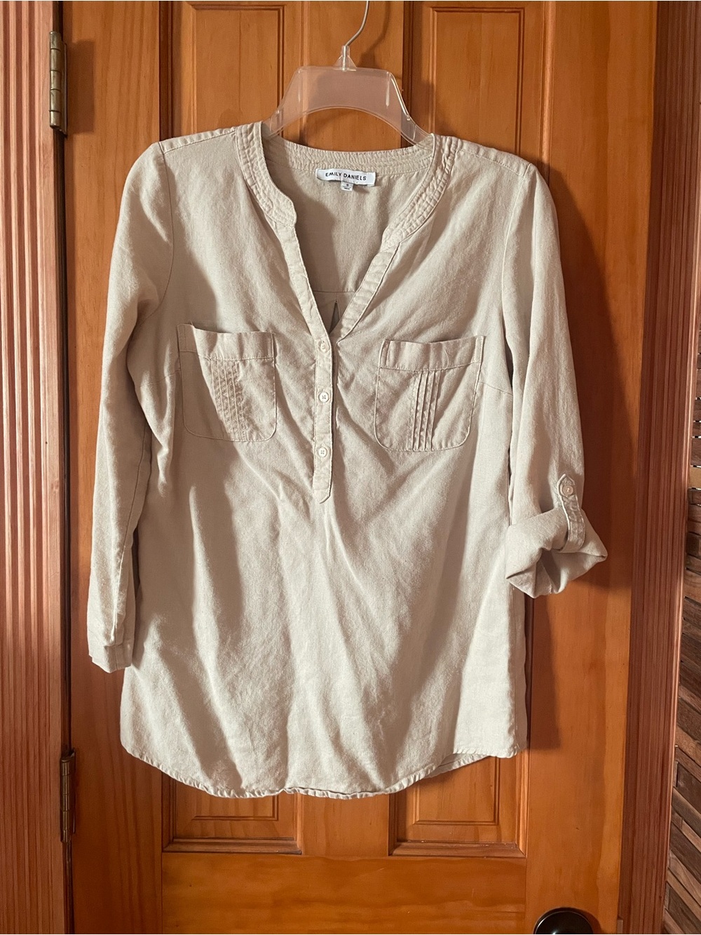 EMILY DANIELS , Cream Popover Henley Tunic